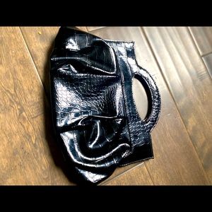 Black Alligator Faux Leather Evening Clutch